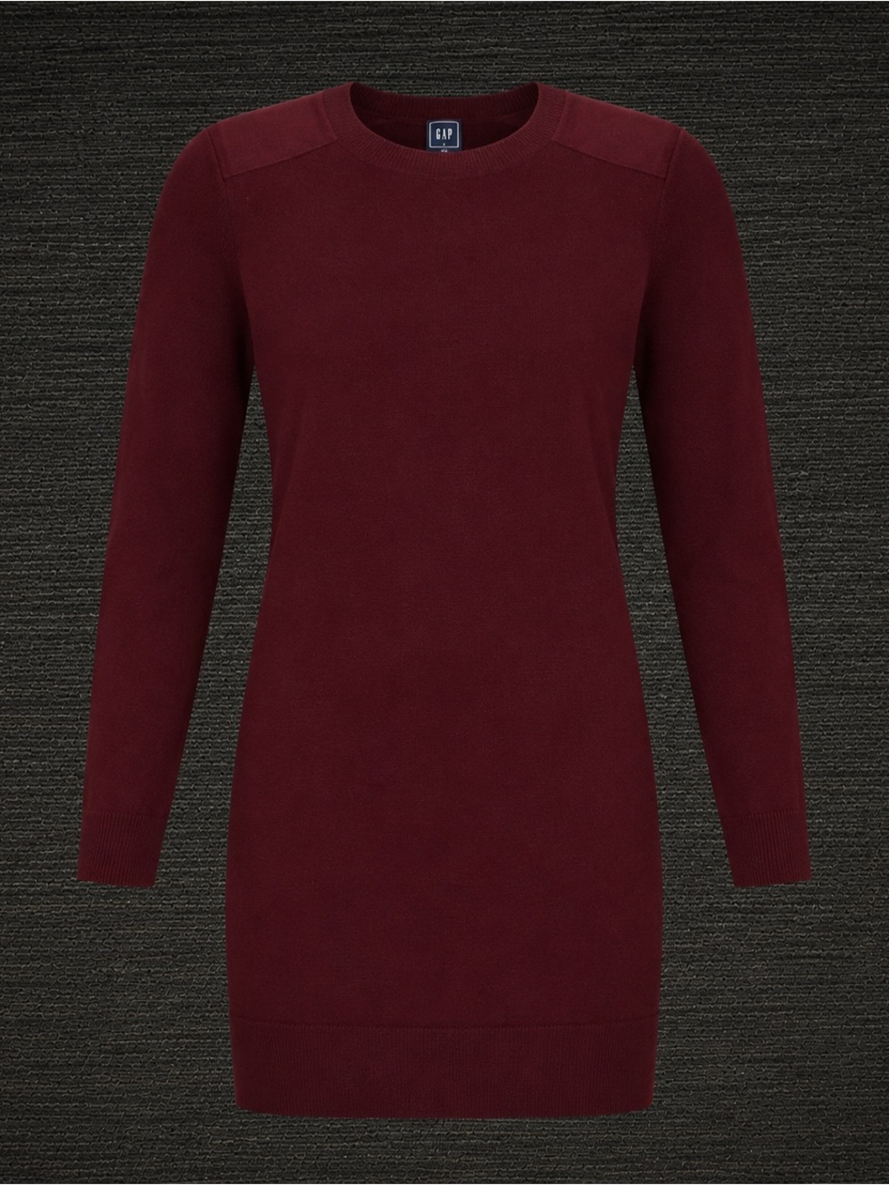Gap M Burgundy Merino Wool Shoulder Patch Sweater Dress
